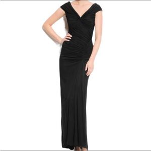 Tadashi Shoji  Asymmetrical Ruched Formal Long Black Dress Gown Size XL